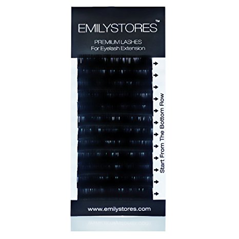 EMILYSTORES Eyelash Extensions 0.20mm Thickness C Curl Length 15mm Silk Mink Fake Eye Lashes In One Tray