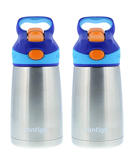 Contigo 10oz Stainless Steel Autospout Striker Kids Water Bottle, Saaphire (Pack of 2)