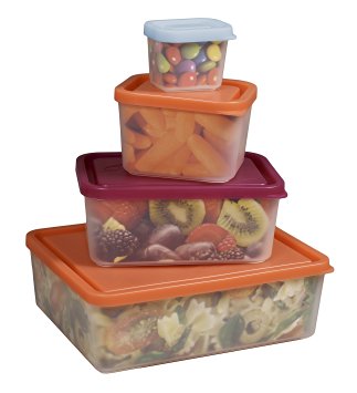 Bentology - Leakproof Portion Control Lunch Containers - No BPA - Set of 4 (Sorbet)
