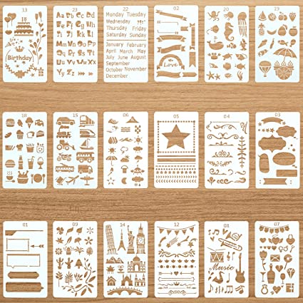 24 Pieces Productivity Journal Stencil Plastic Planner DIY Drawing Template Painting Template for Journal Notebook Diary Scrapbook Home Decoration DIY Craft Project