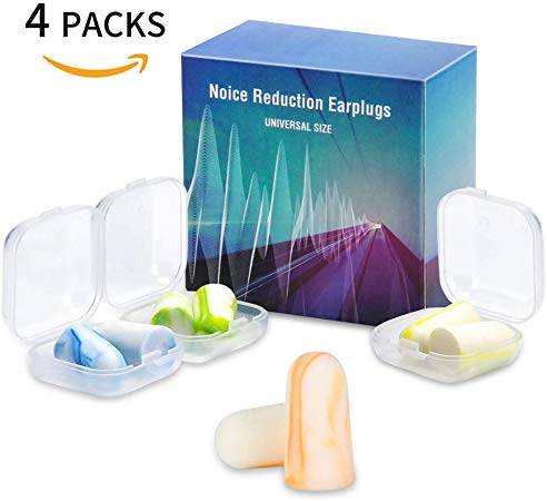 4 Pairs Ear Plugs for Sleeping Noise Cancelling Best Foam Ear Plugs Reusable Comfortable Noise Reduction Earplugs Protect Hearing for Snoring Sleeping Working Study