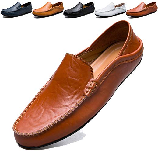 MCICI Mens Loafers Moccasin Driving Shoes Premium Genuine Leather Casual Slip On Flats Fashion Slipper Breathable Big Size