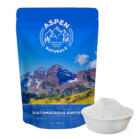 Food Grade Diatomaceous Earth Powder - 3 Lb. Aspen Naturals Brand. For Human and Pet Use. Amazingly Effective Multipurpose Powder for Internal and External Organic Use or With Dusters.