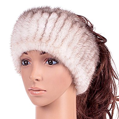 Genuine Winter and Autumn Mink Fur Headband Women Winter