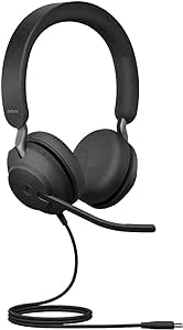 Jabra Evolve2 40 Casque PC Stereo Écouteurs Certifié Microsoft Teams à Réduction du Bruit avec Technologie d'Appel à 3 Microphones - Câble USB-C - Noir