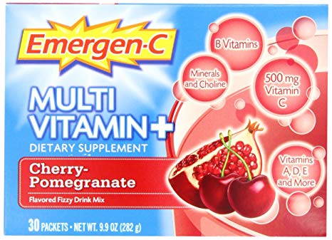 Emergen-C Multi-Vitamin Cherry-Pomegranate Flavored FIZZY Drink Mix, 30 packets