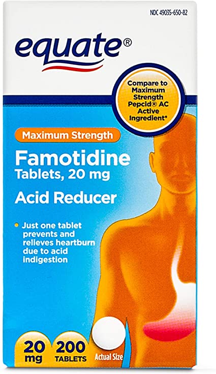Equate Maximum Strength Gamotidine Tablets 20mg, 200ct, Acid Reducer