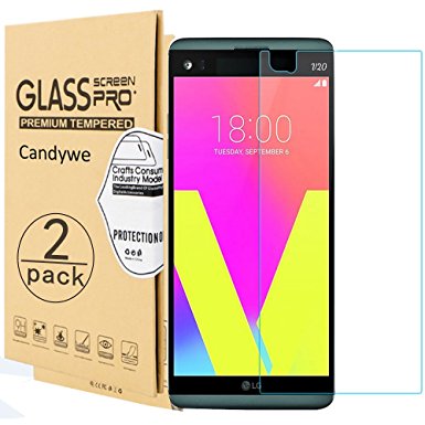 LG V20 Screen Protector,LG V20 Tempered Glass Screen Protector,Candywe 2-Pack [9H Hardness][3D Touch][HD Clear] Tempered Glass Screen Protector for LG V20