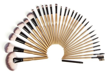 32 Piece Brush Set | Professional Kabuki Makeup Brush Set Cosmetics Foundation Makeup Brushes Set Kits   Pu Leather Roll Pouch