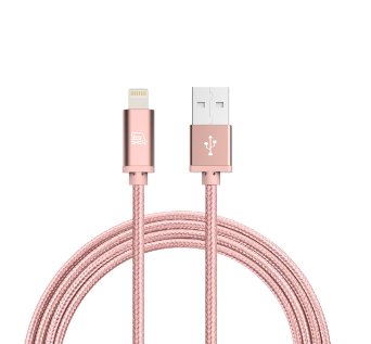 LAX Gadgets 10ft Long Apple MFi Certified iPhone Charger Cord - Durable Braided Lightning Cable for iPhone 6s  6s Plus  6  6 Plus  5s  5c  5  iPad Air 2  Air  Mini 4  3  2  Pro Rose Gold