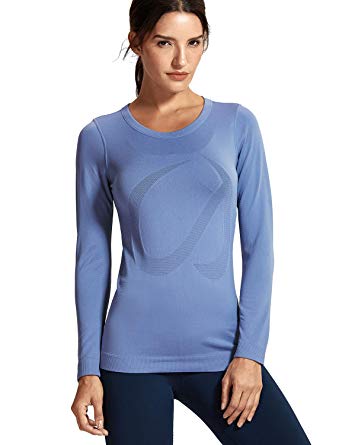 CRZ YOGA Women's Seamless Active Long Sleeve Workout Running Sports Leisure T-Shirt