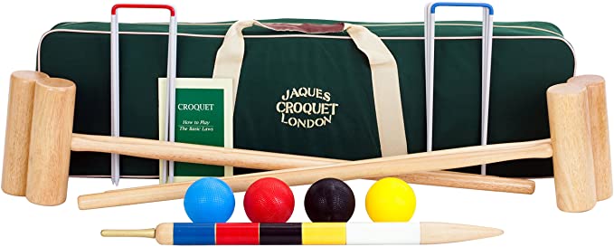 Jaques of London Reigate Croquet set - Regulation Full Size Croquet Set for Adults - 2018 UPDATE with Free Accessories Canvas Case