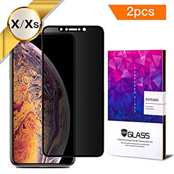 [2-Pack] Privacy Screen Protector for iPhone Xs X - Anti-Spy 9H Hardness Tempered Glass Screen Protectors ，[Full Coverage] [Case Friendly] [Super Clear] - Compatable for iPhone Xs X