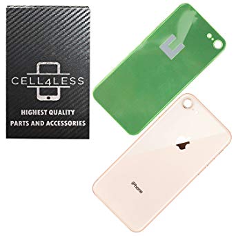 for iPhone 8 Back Glass Replacement OEM Quality Back Glass w/Adhesive & Removal Tool (Gold)
