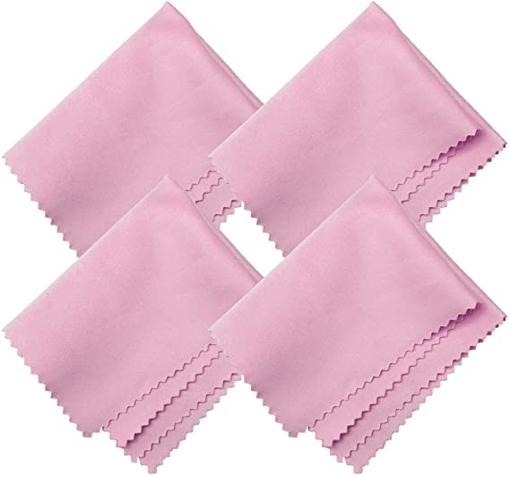 Microfiber Screen Cleaning Cloths, HTTX 4-Pack 6 x 7 inches for Cell Phones, Tablets, LCD TV, Laptop, Camera Lenses, Surface Tablet, Monitor, Car GPS Screens, Spectacles, Glasses, Watches [Pink]