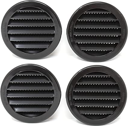 3" Round Plastic Louver Soffit Air Vent Reptile Screen Grille Cover (4, Black)