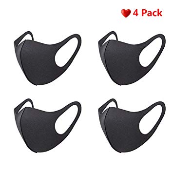 Unisex Face Mask Dust Mask Anti Pollution Mask Reusable Mouth Masks for Cycling Camping Travel black 4 pcs
