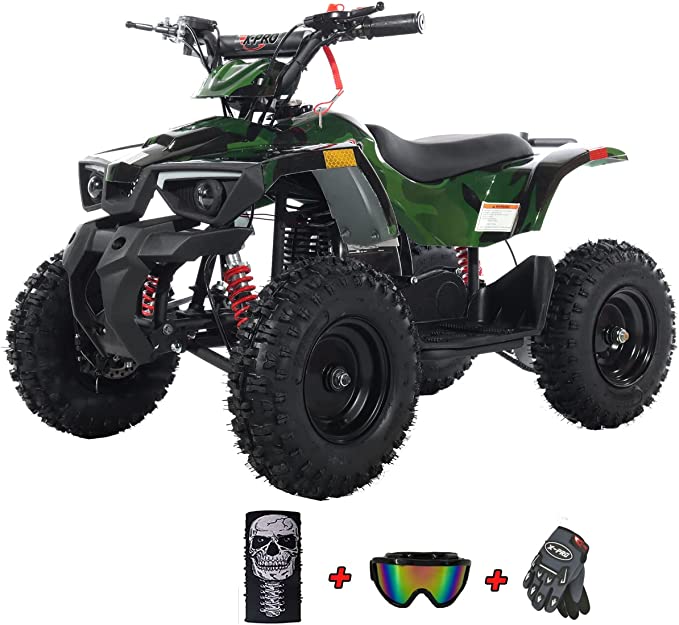 X-PRO Bolt 40cc ATV 4 Wheelers 40cc ATV Quads Quad with Gloves, Goggle and Face Mask (Green Camo)