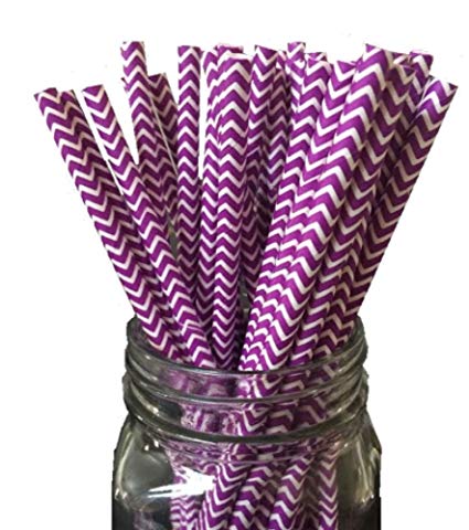 Just Sip It Biodegradable Vintage Paper Drinking Straws, Purple, Pack of 50
