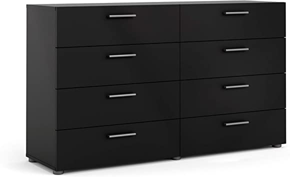 Tvilum 8 Drawer Double Dresser, Black Matte