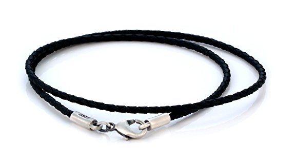 Bico 2mm (0.08 inch) Black Braided Necklace (CL12 Black)
