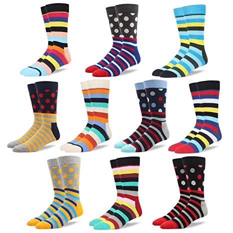 90% Cotton Men Dress Socks Cute -Funky Colors Novelty Style Classic Pattern Men's Gift
