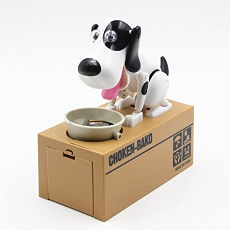 Cestlafit Cute Choken Bako Puppy Hungry Eating Dog Coin Bank, Coin Munching Toy Money Box