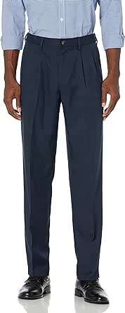 Amazon Essentials Mens Expandable Waist Classic-fit Pleated Dress Pants