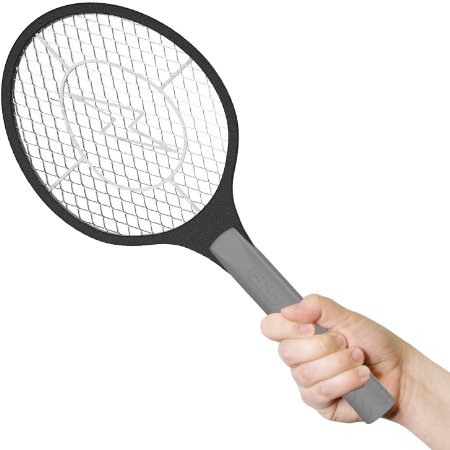 BugzOff® Electric Fly Swatter Racket - Best Zapper for Flies - Swat Insect, Wasp, Bug & Mosquito with Hand - Indoor and Outdoor Trap and Zap Pest Control Killer [Black]
