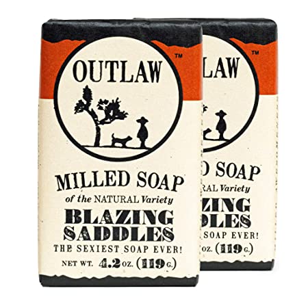 Outlaw Blazing Saddles Milled Leather-Scented Soap - The Sexiest Soap Ever - Western Leather, Gunpowder, Sandalwood, and Sagebrush - Men's or Women's Bar Soap - 2 Pack