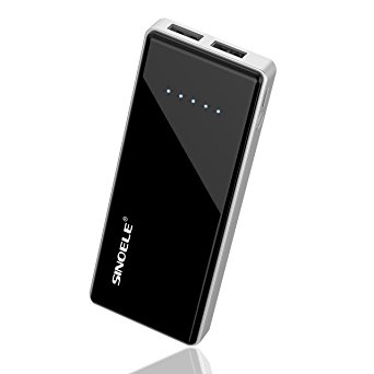 SINOELE Power Bank 8000mAh External Battery Dual Usb Portable Charger for iPhone, iPad and Samsung Galaxy and More (Black)