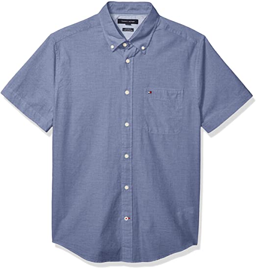 Tommy Hilfiger Men's Short Sleeve Button Down Shirt in Custom Fit