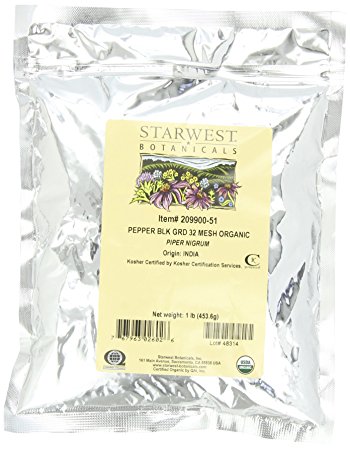 Starwest Botanicals Organic Pepper Black Medium Grind, 1-pound Bag