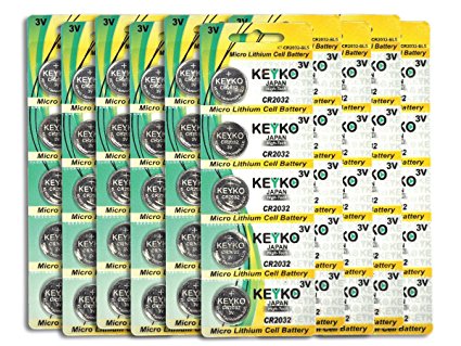CR2032 3V Micro Lithium Coin Lithium Cell Battery 2032. Genuine KEYKO ® - 50 pcs Pack (10 Blisters)