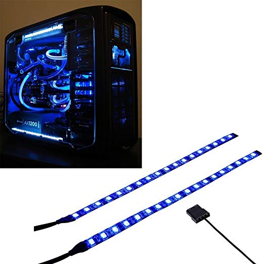 Ubanner PC LED Flexible Light Strip Blue Computer Lighting with Magnetic for Computer Case Lights Kit(30cm,18leds,S Series)