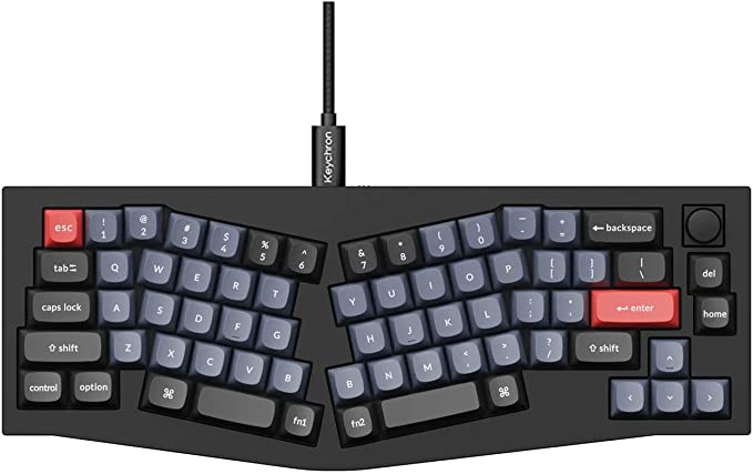 Keychron Q8 Alice 65% Layout Gasket Hot Swappable Custom Mechanical Keyboard, QMK Programmable, Knob RGB Backlit Type-C Wired Aluminum Ergonomic Keyboard for Mac Windows, Gateron G Pro Red Switch