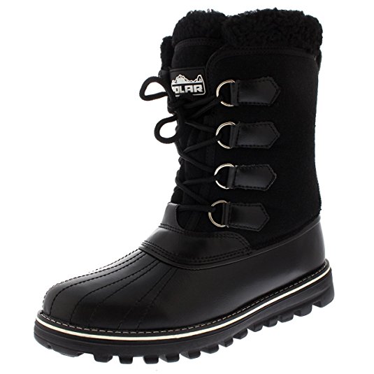 Polar Products Womens Warm Duck Winter Rain Fleece Snow Waterproof Mid Calf Boots