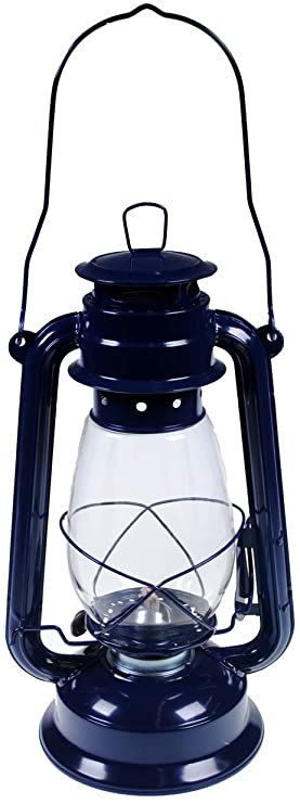 Valley Industries Navy Blue Hurricane Kerosene Oil Lantern Emergency Hanging Light/Lamp - 12 Inches (1)