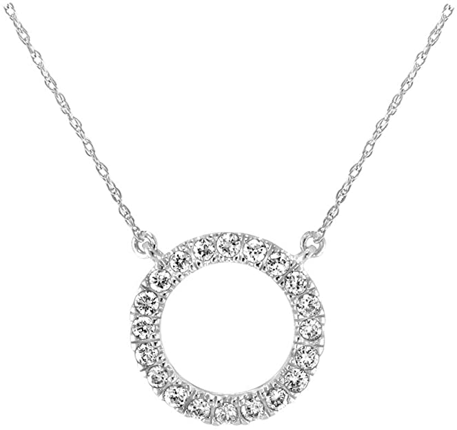 Brilliant Expressions 10K White, Rose, or Yellow Gold 1/5 Cttw Conflict Free Diamond Circle Adjustable Pendant Necklace (I-J Color, I2-I3 Clarity), 16-18 inch