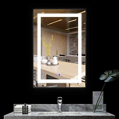 BATH KNOT LED Bathroom Makeup Vanity Mirror with Lights-Wall Mounted Backlit Mirror, Vanity Lighted Mirror with ETL Certification for Whole Mirror, 24 x 36 Inch