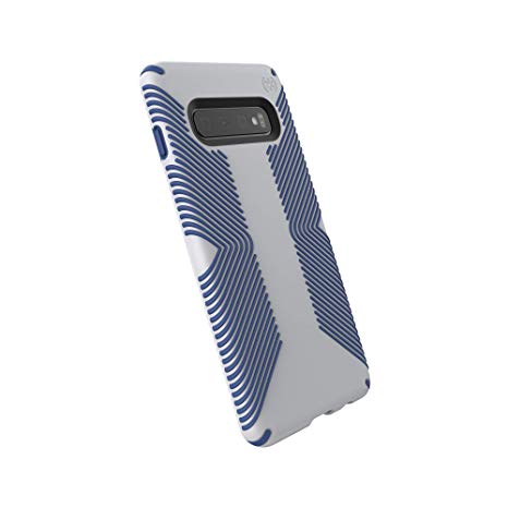 Speck Products Compatible Phone Case for Samsung Galaxy S10 , Presidio Grip Case, Microchip Grey/Ballpoint Blue