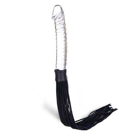 Utimi Fetish Leather Whip with Glass Dildo
