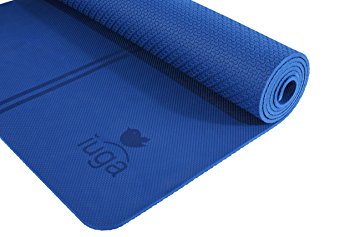 IUGA TPE Yoga Mat Extra Thick 7mm Middle Stripes for Alignment Reminding Free Quality Carry Strap 100 TPE Material - Excellent Cushion Anti-Skid and Light-Weight Size 72rdquoX26rdquo