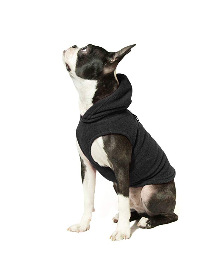 Gooby - Fleece Vest Hoodie, Small Dog Pull Over Hooded Fleece Jacket with Leash Ring