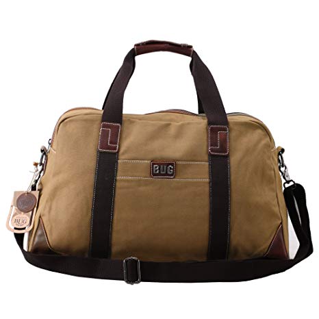 BUG Travel Duffle Bag Canvas Women Men Weekender Leather Unisex Duffle Bag