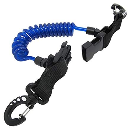 Scuba Diving Shark Coil Lanyard with Snaps and Quick Release Buckles