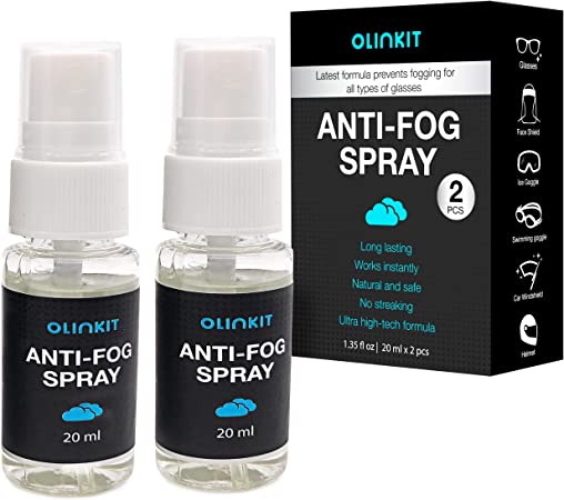 OLINKIT Anti Fog Spray – Premium Anti-Fog Spray for Glasses, Mirrors, Plastic Windows, Swim Goggles - Quick and Long-Lasting Glasses Anti Fog Spray