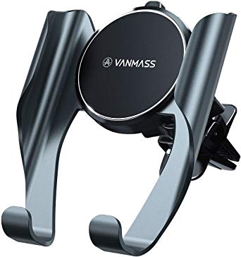 VANMASS Upgrade Car Phone Mount, HandsFree Cell Phone Holder for Car With 2 Air Vent Clips, User-Friendly, Air Vent Car Phone Holder Compatible With iPhone 11 Xs Max XR X 8 7 6, Samsung S10 S9 S8, etc