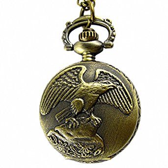 YouYouPifa Retro Bronze Eagle Pattern Design Relief Small Pocket Watch