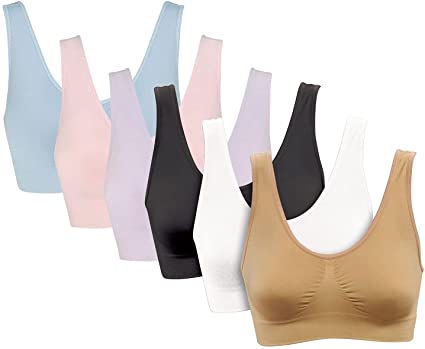 Genie Bra Womens Seamless 6-Pack - Set of 6 Multi Color Comfort Sports Bras